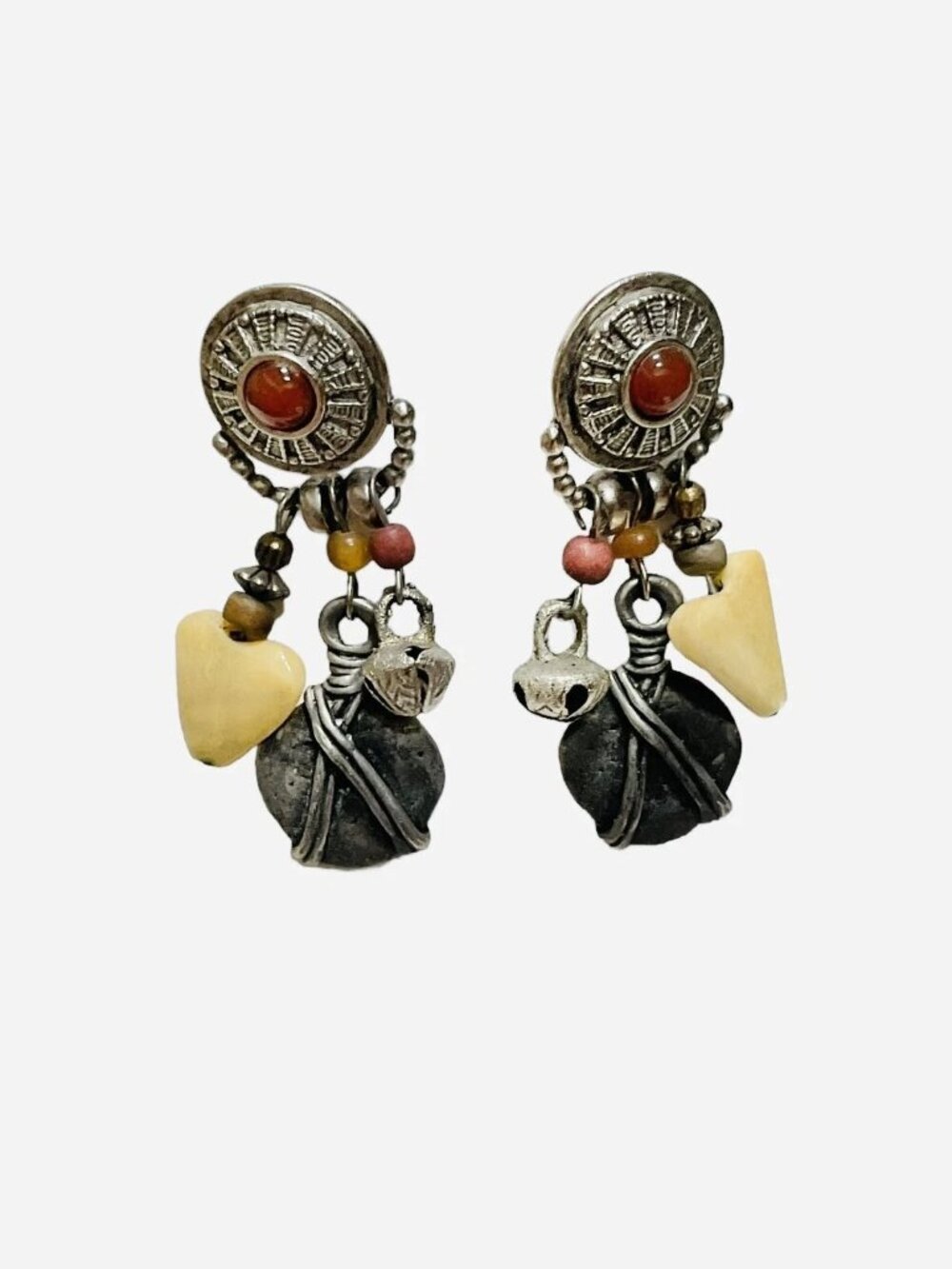 Stunning Vintage Silver-tone Robert Rose Drop Dangle Stud Earrings Signed